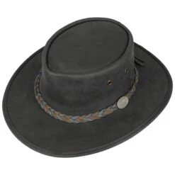 Modeaccessoires Geschäft -Modeaccessoires Geschäft Squashy Twotone Lederhut by BARMAH schwarz.34419 1rf4